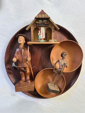 Vintage midcentury handcrafted wooden decor